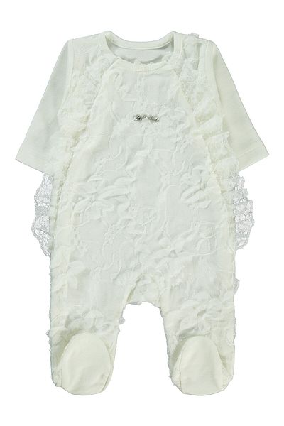 Pierre Cardin 0-3 Months Baby Girl Ecru Jumpsuit - with Booties
