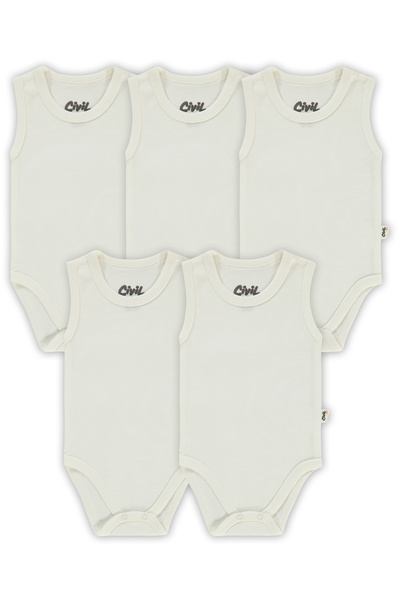 Civil Baby Baby 5-Piece Snap Badi 0-1 Month White