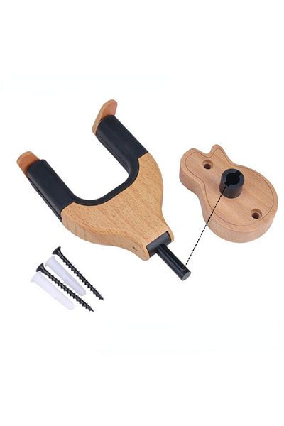 Choice Beige 1pc Guitar Wall Mount Hanger Guitar Hook Stand Auto Lock Guitar Wall Hanger With Guitar Pick N