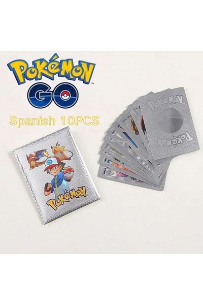 Miniso Spanish Silver 10pcs 10pcs Pokemon Cards German Spanish French English Vmax Gx Color Energy Card Pik
