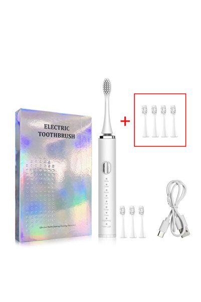 Choice فرشاة أسنان كهربائية بيضاء ذات 8 رؤوس فرشاة أسنان كهربائية سونيك لفرشاة الأسنان اهتزازية