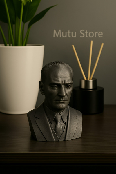 Mutu Store Dekoratif Atatürk Masa Üstü Heykel Figürü - Metalik Siyah
