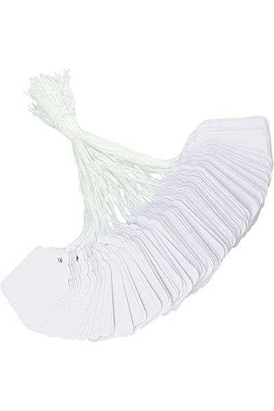 MARKQ [100 Pcs] Gift Tags with Strings - White Writable Labels Price Tags for Merchandise Gifts Jewe
