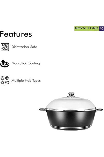 Chefline وعاء طهي مصبوب مقاس 36 سم، وعاء غير لاصق كبير جدًا للطهي بحجم عائلي