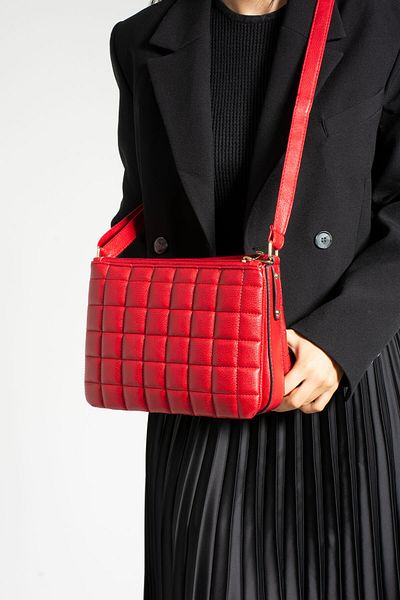 Sanmorris Women's Cross Strap Quilted Stitched Red Color Shoulder Bag