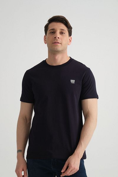 Shooter Ανδρικό μπλουζάκι από ελαστικό βαμβακερό Navy Blue Minimal Logo