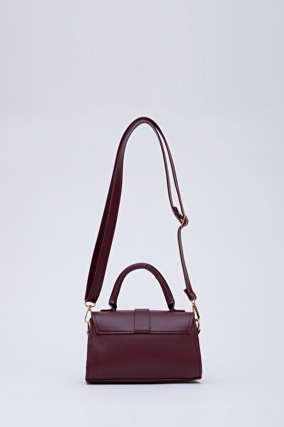 SHAKA Claret Red Shk109 Γυναικεία τσάντα χεριών, μπράτσων και ώμου από συνθετικό δέρμα με κουμπωτά και ρυθμιζόμενο λουρί L:11 E:19 Π:7 cm