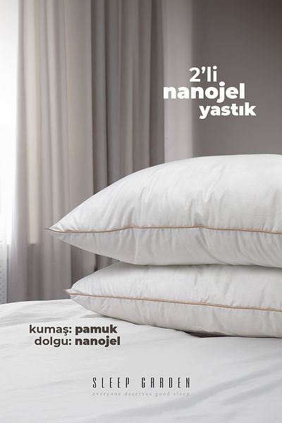 Sleep Garden Prestige Series 2 Pieces Nano Gel Pillow 800 Gr Satin Piping 50X70 cm