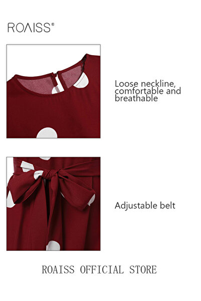 ROAISS Women Spring Muslim Dress Elegant Casual Loose Abaya Long Sleeved Polka Dots Printed Maxi Robe