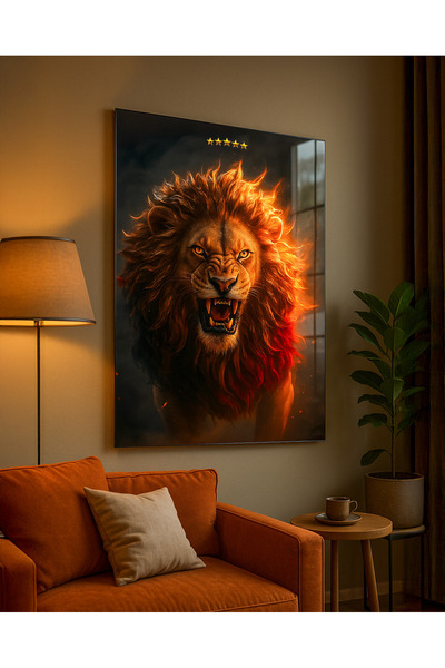 Vionart Home “Aslanın Ateşi” Cam Tablo