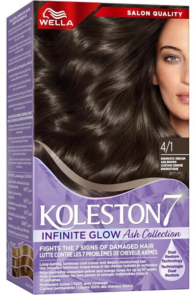 Wella كوليستون سوبريم إنفينيت جلو أش - تغطية كاملة للشيب - 4/1 بني رمادي متوسط غامض