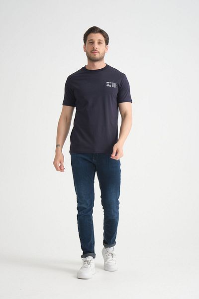 Shooter Ανδρικό μπλουζάκι Navy Blue - Βαμβακερό, Premium Ποιότητα, Μίνιμαλ Σχέδιο, Κανονική Εφαρμογή