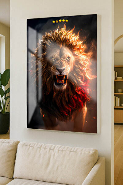 Vionart Home “Aslanın Ateşi” Cam Tablo