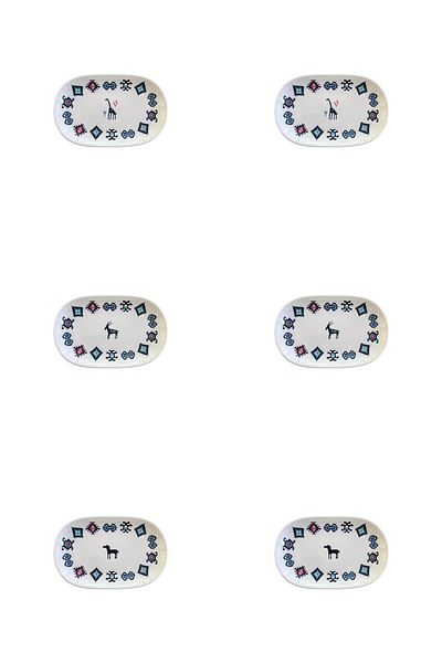 PORSER Porcelain Hitit Oval Boat Plate Set 20X13Cm 6 Pieces Tvl6Okyprs1229