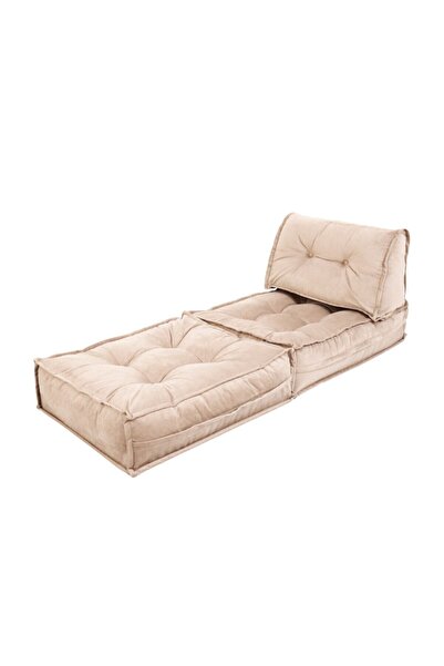 Genel Markalar Bej Mocca Tek Kişilik Katlanır Yatak Uzanma Koltuğu - TV Aktivite Koltuğu