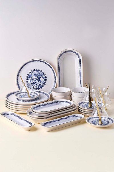 Perotti French 37 Piece Gold Gilded Breakfast Set Tea Set Stackable Breakfast Tea Set for 6 People
