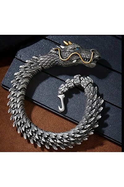 ORGANICYOU Ganzu 2025 Yeni Retro Ejderha Kemikli Erkek Bilekliği Çelik 20 Cm