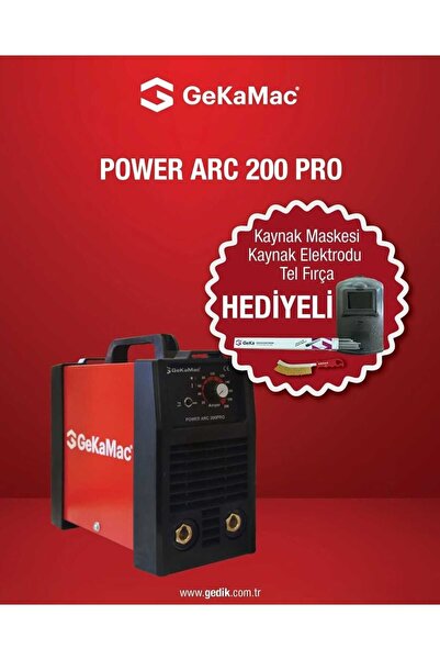 GeKa Inverter Kaynak Makinası 200 Amper Ge-ka Rutil 2.50mm Elektrod (25Lİ) Plastik Maske, Tel Fırça