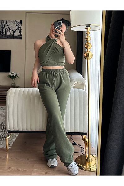SANDY FASHİON Halter Neck Linen Suit
