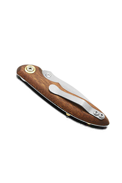 Tesbihane Ceviz Ağacı Saplı Kilit Mekanizmalı Kişiye Özel Isim Yazılı Dövme Çelik Avcı Ve Kamp Bıçağı - F110