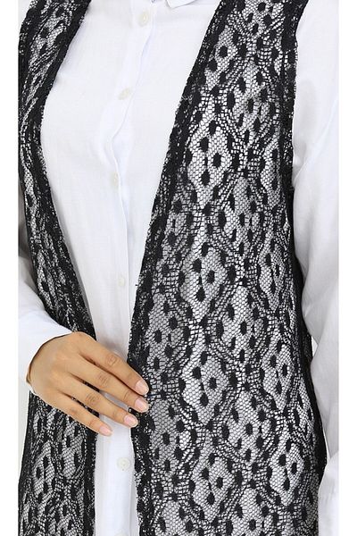 RESPİRO Lace Long Vest, Lace Women's Vest, Large Size Vest, Mother's Vest,