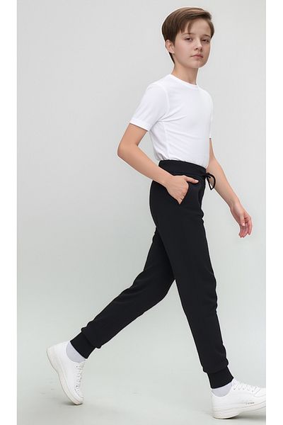 Joui Co Children's Knitted Combed Cotton School Pants with Elastic Waist and Legs