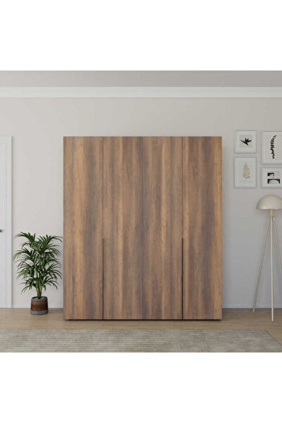 Adore Mobilya Oryana 4 Kapaklı Gardırop-Koyu Ceviz 180x210x62 cm