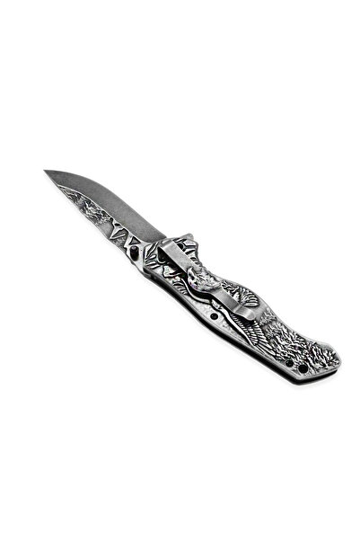 Tesbihane Sibirya Kartal Desenli Metal Saplı Isme Özel 9cr18mov Kalite Paslanmaz Çelik Avcı Kamp Bıçağı