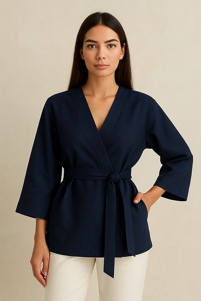 My Blog Geknöpfter Kimono mit Gürtel