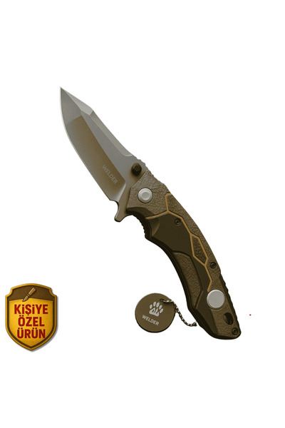 Tesbihane Gri-siyah Fiber Saplı Kişiye Özel Isim Yazılı 9cr18mov Kalite Paslanmaz Çelik Avcı Ve Kamp Bıçağı