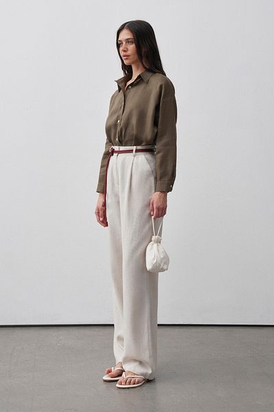 mathilda store Women's Raw Linen Palazzo Trousers