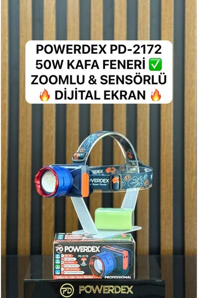 powerdex Pd-2172 50w 3000 Lümen 6800mAH Batarya Zoomlu & Sensörlü Dijital Ekran Kafa Lambası (Yeni)