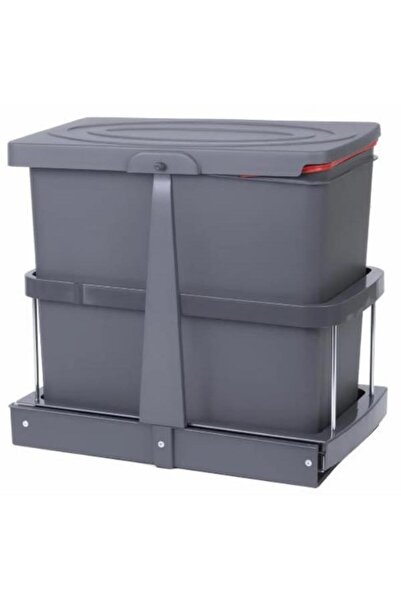 Pyramith Anthracite 24 Liter Telescopic Rail Trash Can (P9157)