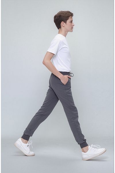 Joui Co Children's Knitted Combed Cotton School Pants with Elastic Waist and Legs