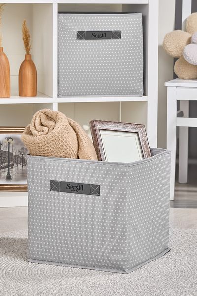 Serstil Gray Spotted 30X30X30Cm Folding Storage Box Wardrobe Underwear Toy Organizer