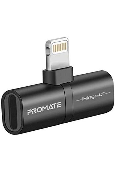 Promate Lightning Splitter Adapter, Premium 2-In-1 Lightning to Headphone Audio and Sync Charging Ja
