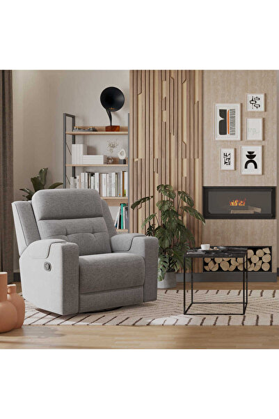 Adore Mobilya Miami Döner ve Sallanır Mekanizmalı Baba ve TV Koltuğu Bej-Gri ...