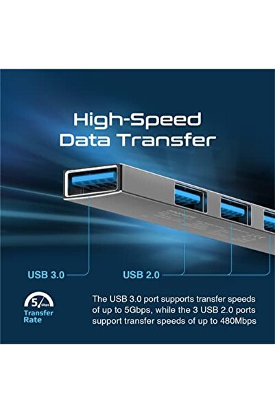 Promate موزع USB-C، محول مزامنة/شحن 4 في 1 من النوع C مع محول USB-A