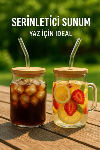 Open Home Concept 2 Pieces Glassmate – Heat Resistant Bamboo Lid Cup 650 ml