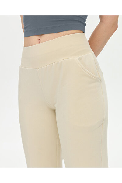 Ayma Active Κρεμ αθλητικό παντελόνι από οργανικό βαμβάκι με ψηλόμεσο φαρδύ πόδι