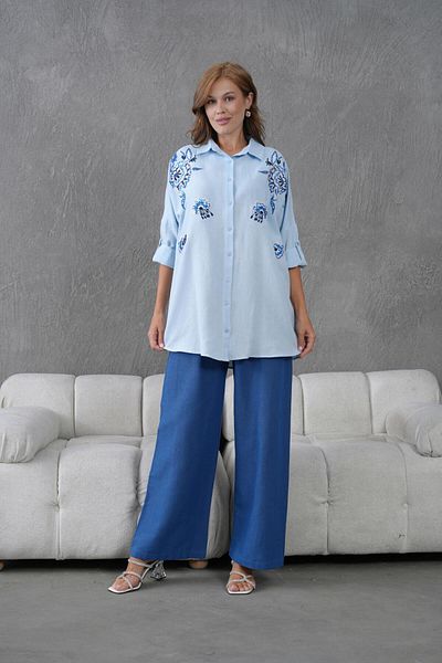 BURRASCA Oversize Linen Set with Embroidered Stones