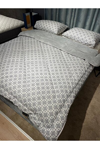 Violacasa Double Sided Welsoft Quilt Set Double Gray Chain