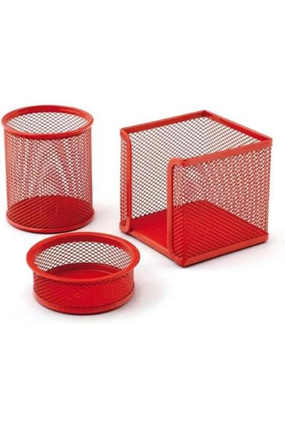 Need Desktop Perforated 3-Piece Red Set Nd-1027