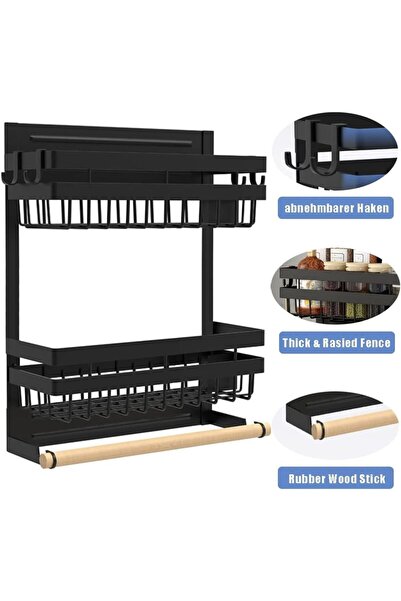 Quasar & Co. Quasar & Co.® universal shelf, 2 shelves, towel roll holder, 4 hooks, magnetic fastening, 30x11x38cm