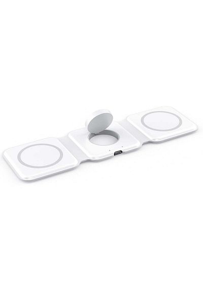 Quasar & Co. Incarcator Wireless Magnetic 3 In 1, Universal, Pliabil, Incarcare Rapida 15w, 25x7,5x0,75 Cm, Alb