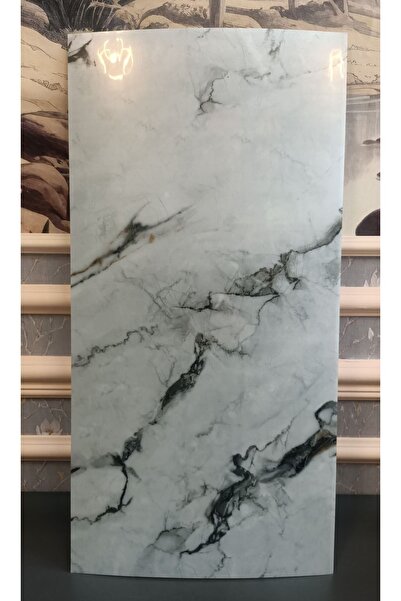 Bien Home 30x60 Cm Sedef Mermer Desenli Kendinden Yapışkanlı Seramik Köpük Banyo WC Kaplama PVC Duvar Paneli