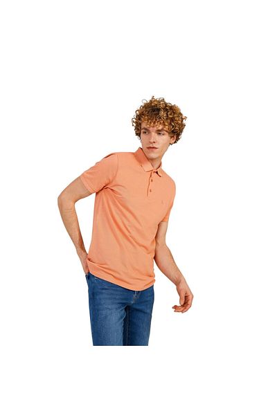 The Crow Ανδρικό μπλουζάκι Polo Neck Plain Salmon Tc4613
