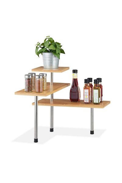 Quasar & Co. Universal Corner Shelf, Wood/Metal, 3-Shelf Shelf, 43x43x38 Cm, Natural