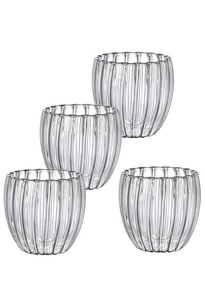 Quasar & Co. Set 4 Pahare Cu Pereti Dubli Quasar&co.®,termorezistente, Model Stripe,4x210 Ml,sticla Borosilicata