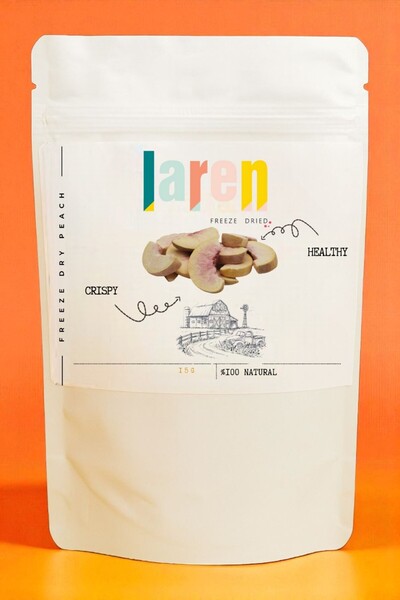 Larenfd LAREN خوخ مجفف بالتجميد، خوخ مجفف بالتجميد 15 جرام - وجبة خفيفة طبيعي...